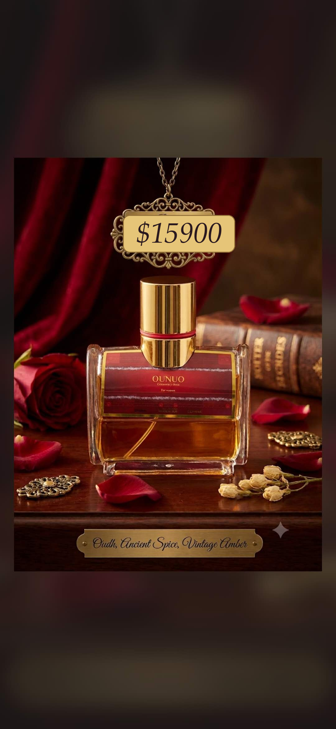 Women's perfume bottle detail.